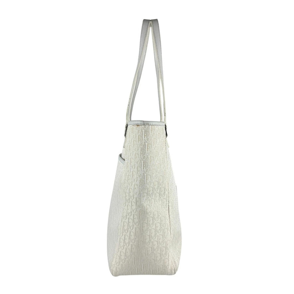 Dior handbag Christian leather White canvas Ivory White